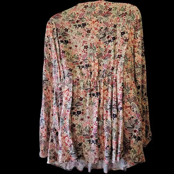 Torrid Womens Floral Boho Tunic   Lace-Up With Long Sleeves Size 1 - Picture 4 of 11